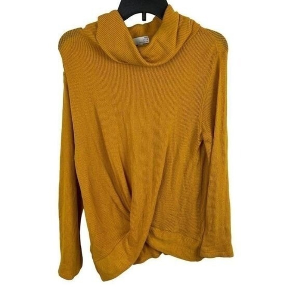 Ten Sixty Sherman Twist Front Cowl Neck Sweater Women Medium Mustard